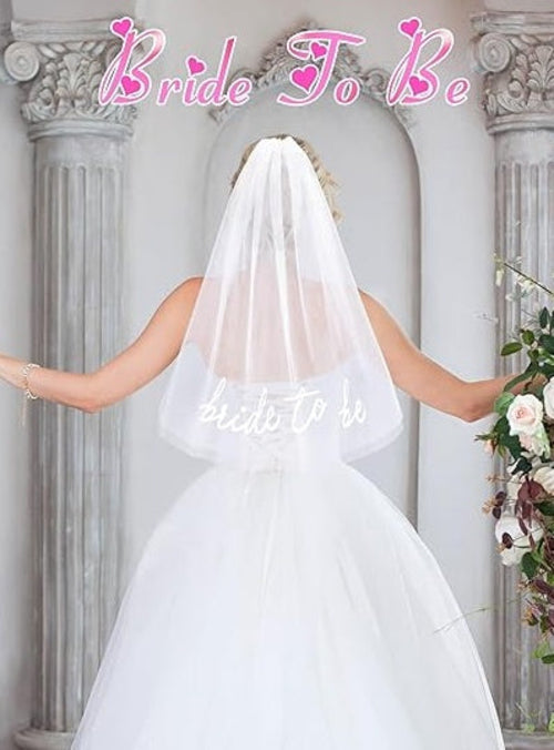 Bride To Be Embroidered Veil Bachelorette Party BachParty Accessory
