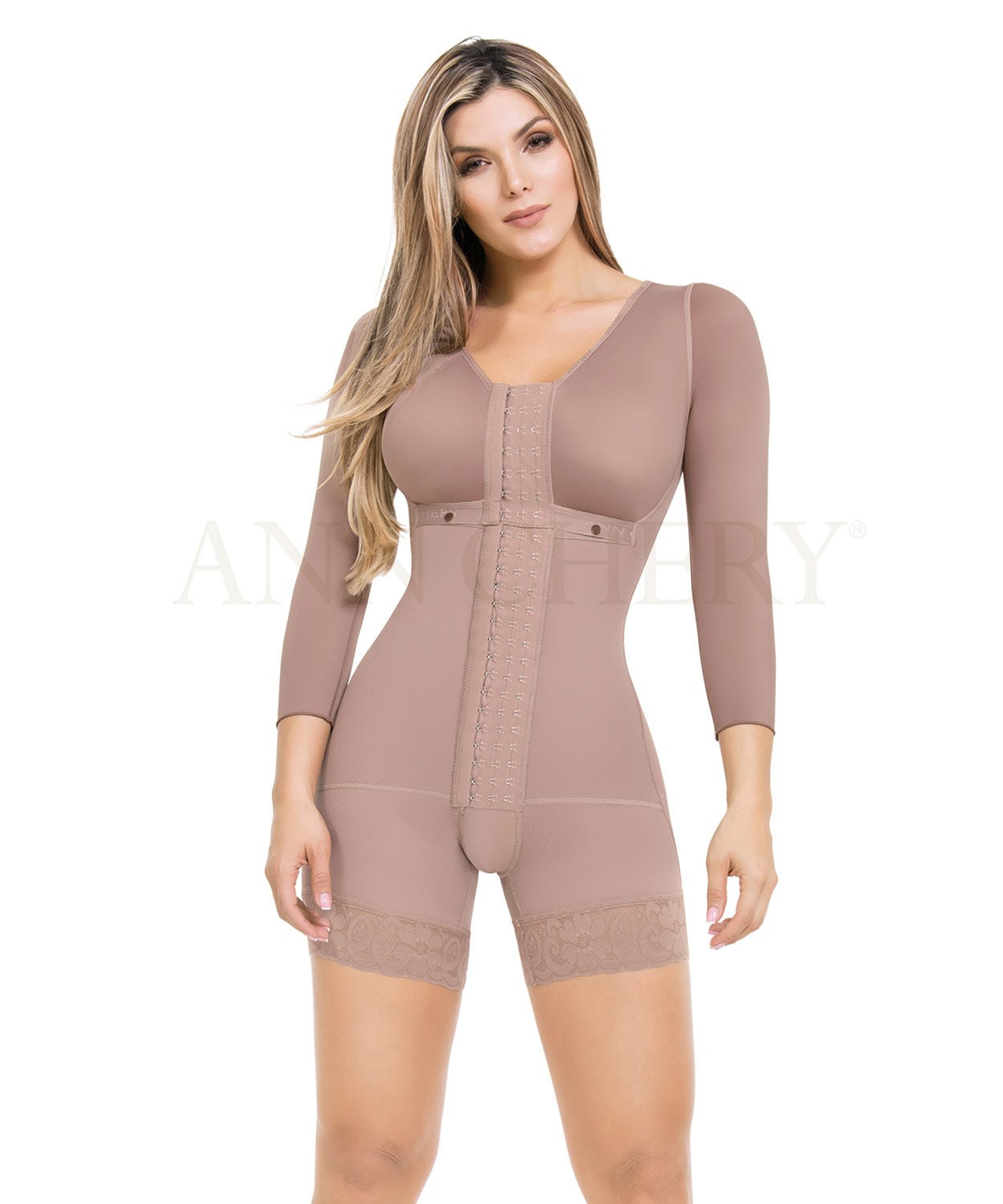 Faja tipo body con mangas y control abdomen moldeador – Ann Chery 5012