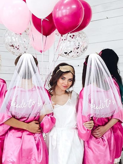 Bride To Be Embroidered Veil Bachelorette Party BachParty Accessory
