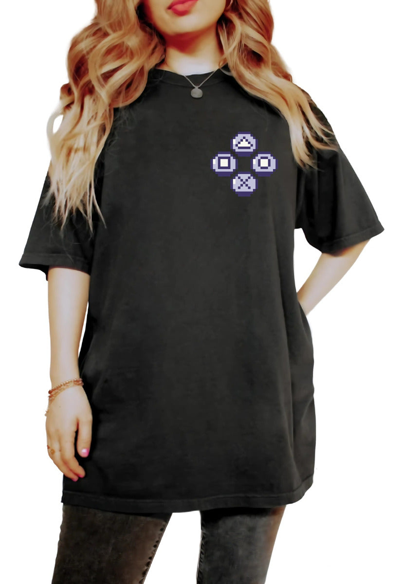Women's Black T-Shirt - Retro Gamer Control | Urban Minimalism