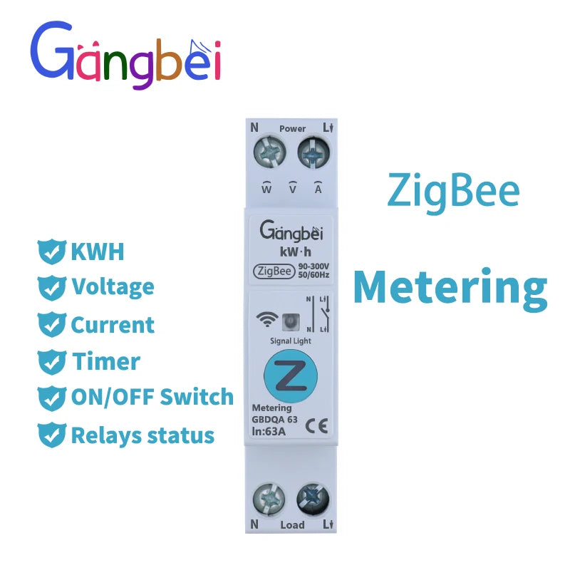 TUYA ZigBee Smart Circuit Breaker Smart Switch 1P 63A DIN Rail for Smart Home Wireless Remote Control WiFi Switch by APP Gangbei