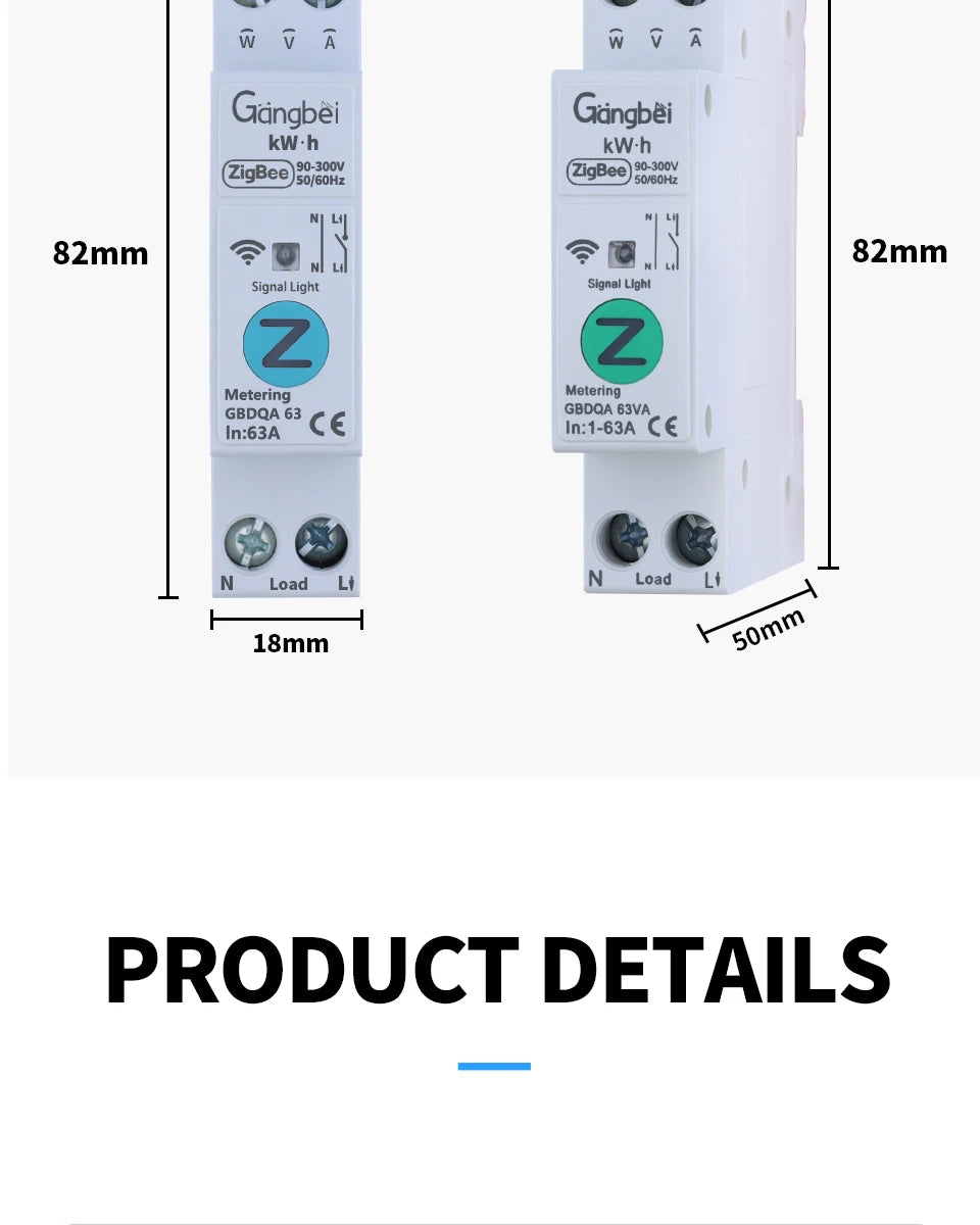 TUYA ZigBee Smart Circuit Breaker Smart Switch 1P 63A DIN Rail for Smart Home Wireless Remote Control WiFi Switch by APP Gangbei