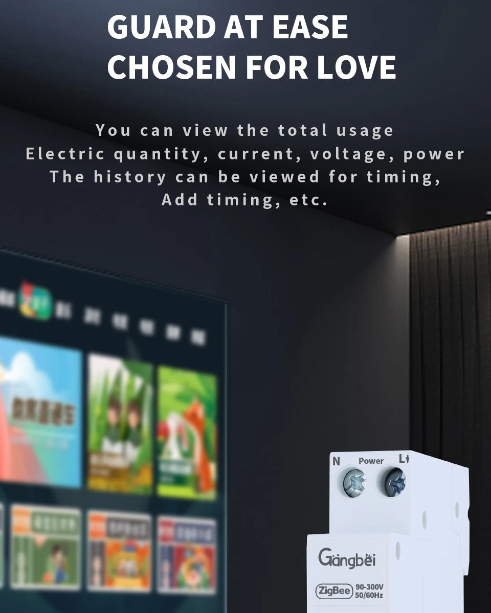 TUYA ZigBee Smart Circuit Breaker Smart Switch 1P 63A DIN Rail for Smart Home Wireless Remote Control WiFi Switch by APP Gangbei