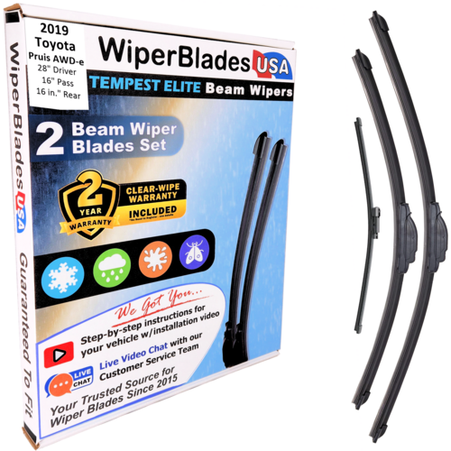 2019 Toyota Pruis AWD-e Wiper Blades w/2yr Warranty (Set of 3) w/Rear