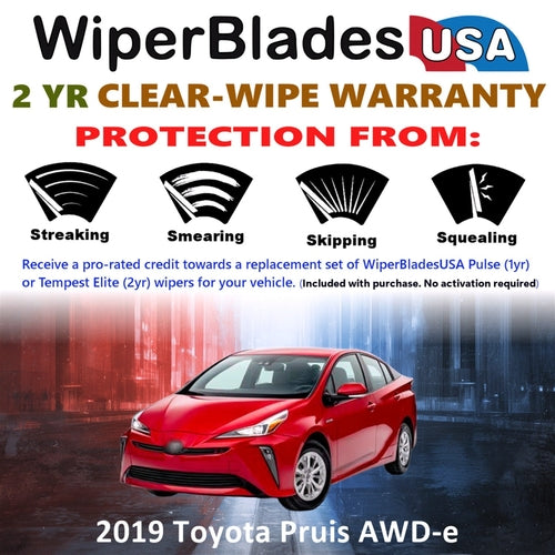 2019 Toyota Pruis AWD-e Wiper Blades w/2yr Warranty (Set of 3) w/Rear
