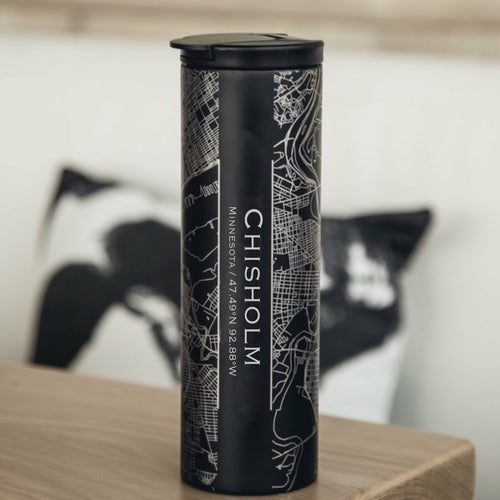 Chisholm - Minnesota Engraved Map Tumbler in Matte Black