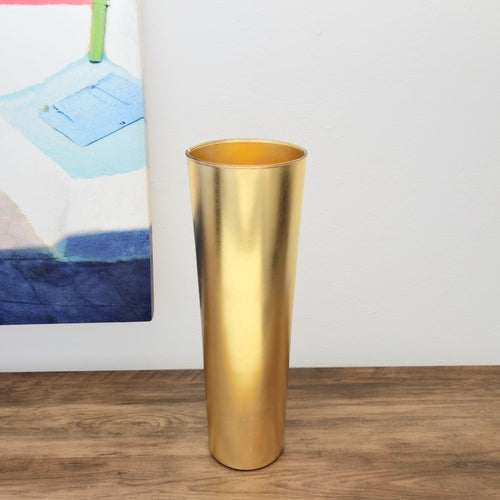 IRIS 16" Gold Gilded Glass Taper Vase