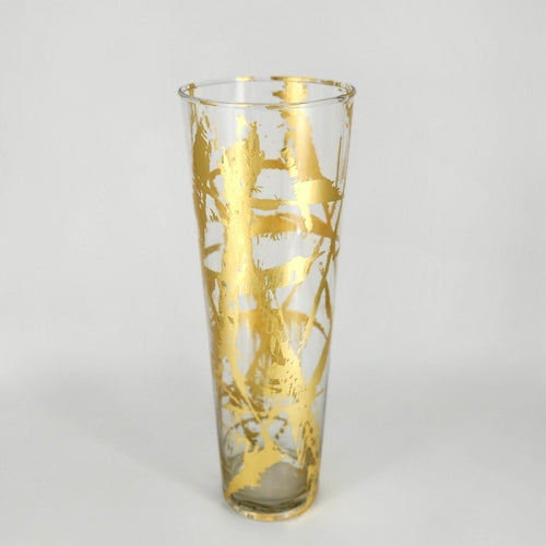 IRIS 16" Gold Gilded Glass Taper Vase