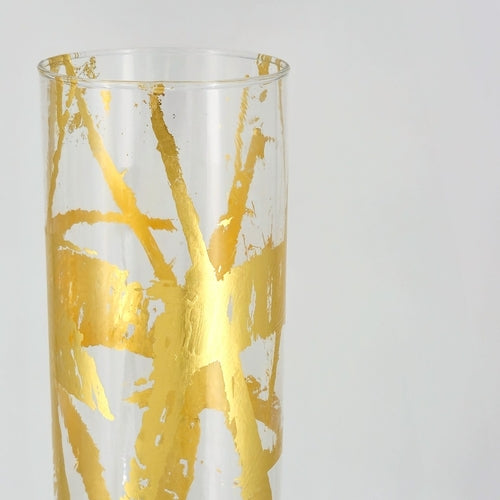 FLORA 20" Gold Gilded Glass Cylinder Vase