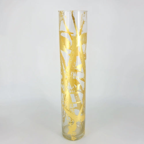FLORA 20" Gold Gilded Glass Cylinder Vase
