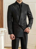 Texture Black Plaid Suit Commute Leisure