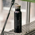 Houma - Louisiana Engraved Map Bottle with Bamboo Top in Matte Black