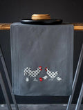Rooster, Hen, and Chicks Table Runner Kit in Grey Cross Stitch 40 x 102 cm